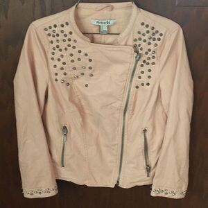 Forever 21 faux leather light pink jacket sz S